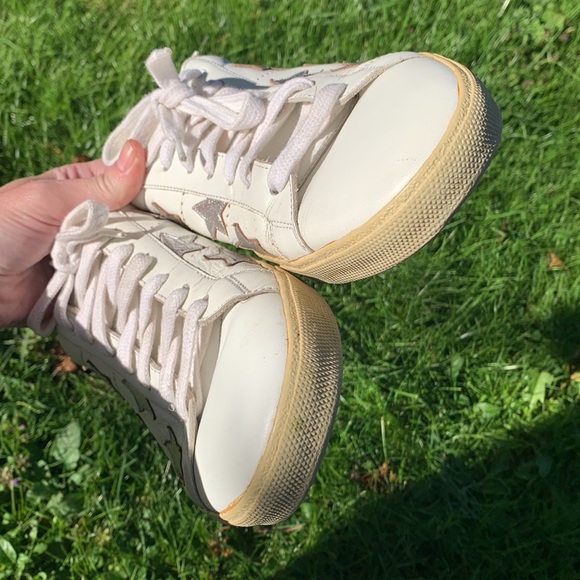 Saint Laurent Paris bright white silver star navy Sneakers Sz 42 1/2 designer - Picture 14 of 17